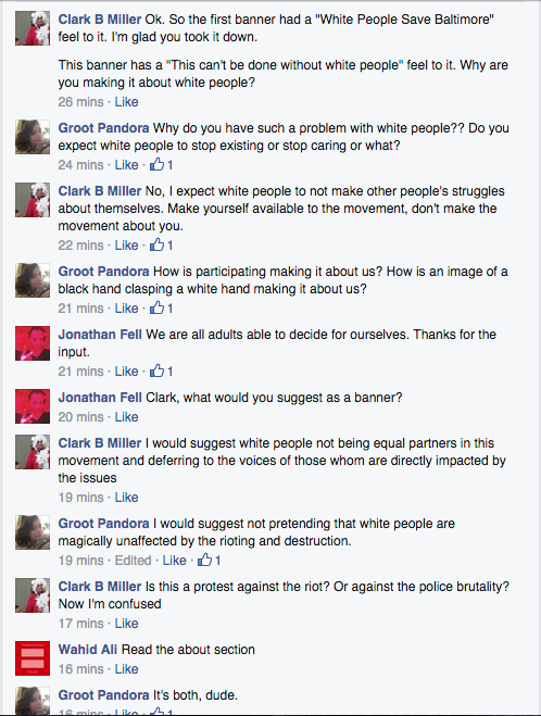 queen-melanin:  whitegirlsaintshit:  When white people completely miss the point. If you are protesting the “rioters”, you are missing the point, derailing the issue, thus making yourself a part of the problem. I’m tired of these “Can’t we