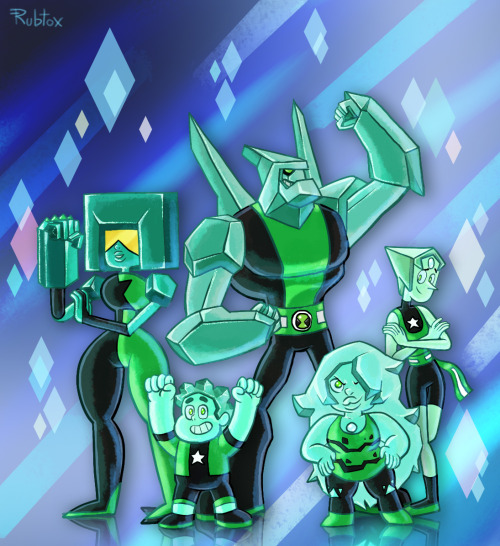 ironbloodaika:  dou-hong:  rubtox:  Diamondhead and the Diamondheads?The Crystal Gems and Diamondhead are both from a race of alien rocks, inspired by Dou Hong’s “Steven and the Stevens” fanart and since he also work on Ben 10 Omniverse i thought