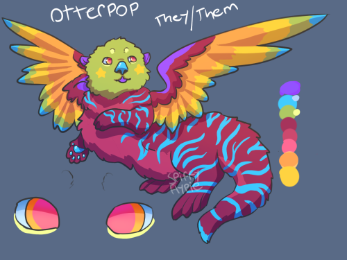 spiffyflypieart:wake up lads new oc droppedthis is otterpop and YES they are a winged, tiger-striped