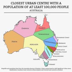 mapsontheweb:  Closest cities in Australia.