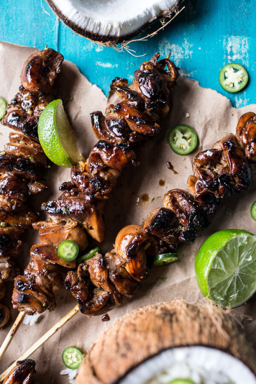 Coconut honey lime filipino chicken adobo skewers