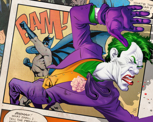 Batman vs Joker ON SALE NOW!!!https://bottleneckgallery.com/collections/frontpage/products/ron-salas