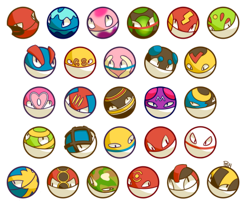 pombei:Since people seemed to like my Voltorb doodles a lot, I made a Voltorb for every pokeball!Ava