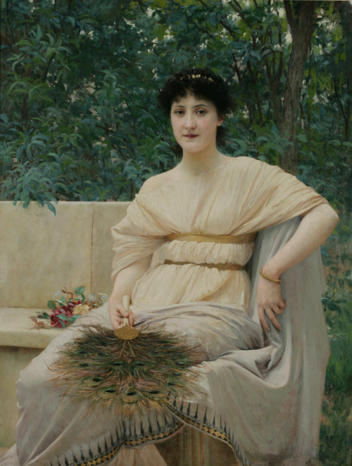 oldpaintings:Young Patrician Woman, 1890 by Vlaho Bukovac (Croatian, 1855–1922)