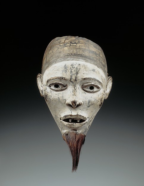 centuriespast:  Mask (Nganga Diphomba)Artist: Master of KasadiDate: 19th–early 20th century, inventoried 1937Geography: Democratic Republic of the Congo, near Tshela, Kasadi villageCulture: Kongo peoples; Yombe groupMedium: Wood (Ricinodendron heudelotii