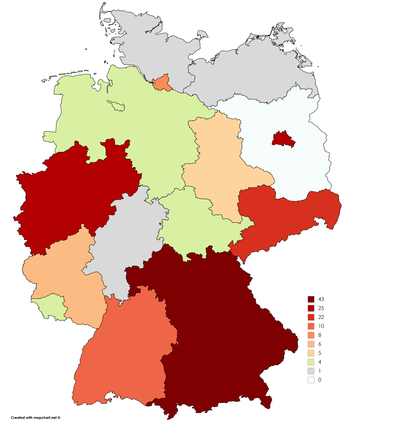 Winners of the German football championship by... - Maps on the Web