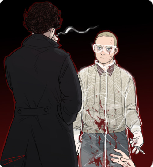 Belladonnaq: “Dexter” verse serial!killer John about to make a kill while Sherlock observes quietly, John looking to him almost for approval. Dark feel. the third bonus winner in my request giveaway~~ (i drew hannibal’s murder outfit