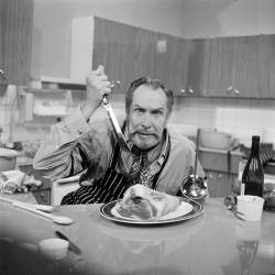 weirdvintage:  Vincent Price on the set of