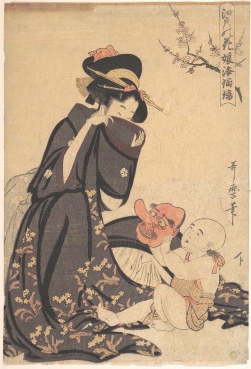 wonderlartcafe:Artist: Kitagawa Utamaro (ca. 1754–1806), Title: A Woman Playing with a Young B