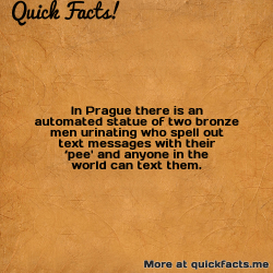 dailycoolfacts:  Quick Fact: In Prague there is an automated statue of two bronze… | For more info about this fact visit: https://ift.tt/2uY0YTN