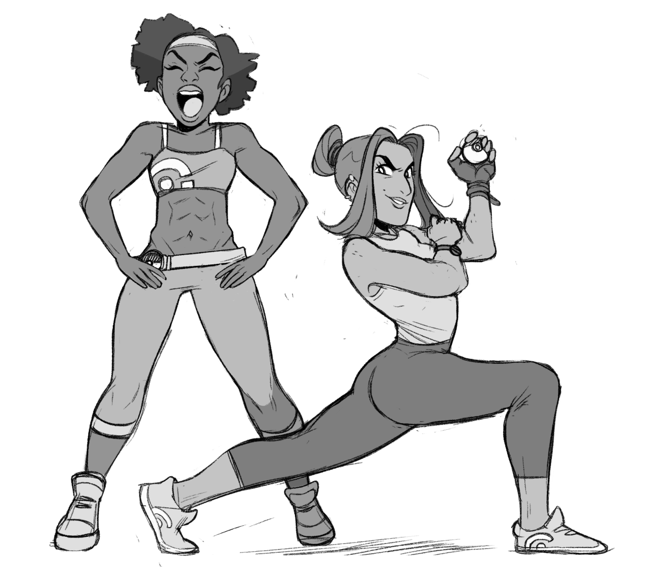 maddigzlz:  doodle of some fit mom pkmn trainers 