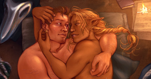 My Alistair/Zevran set during the events of DA:I is now archived on AO3. Mildly NSFW for dude nudity