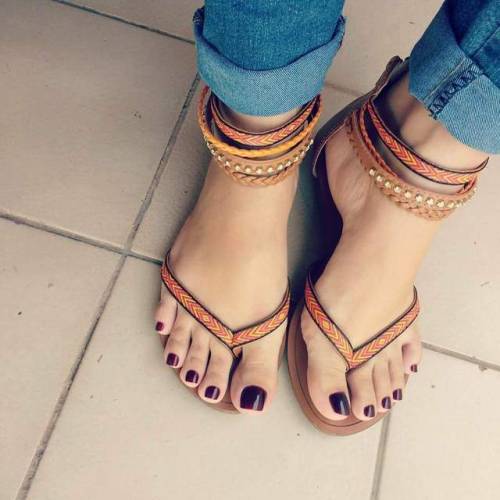 Sexy ankle wrap thong sandals.