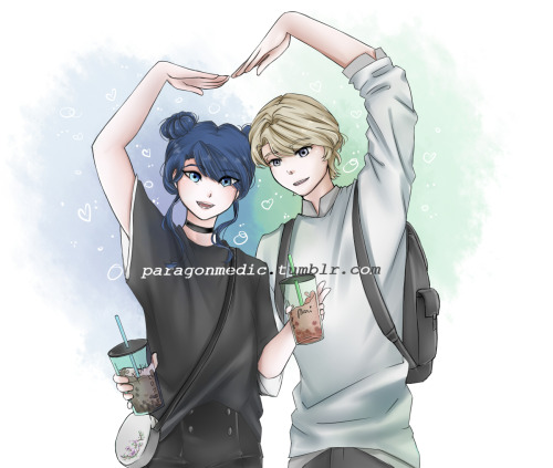 Bubble Tea Heart—Forgot how I usually draw Felix’s hair…. Oh well.[08.04]