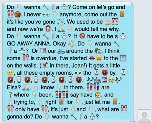 frickfractals:asisfanpage:dreams-of-a-disney-wonderland: Frozen Song Lyrics Reenacted in Emojis :)In