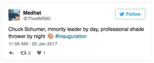 micdotcom:Chuck Schumer basically subtweeted Trump in his inauguration speech
