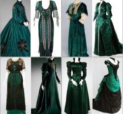 trebled-negrita-princess:  ceruleancynic:  warpaintpeggy:  some of my favorite vintage dresses        ↳  green  these are gorgeous  aaaaaand at least one of them was dyed with an arsenic compound one of these days i’m gonna have to write