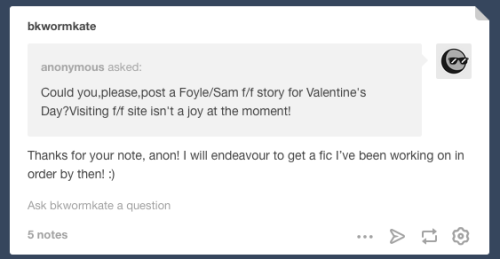 bkwormkate: While not quite a new story as requested by anonymous, I have updated my M rated Sam/Foy