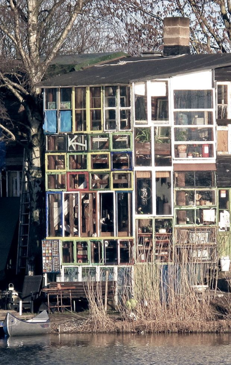 redlipstickresurrected:Glass House made of recycled windows in Christiania, Copenhagen, Denmark.