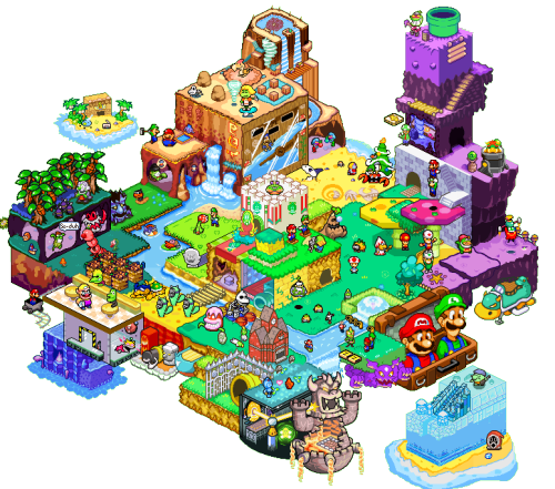 popsiclegun:  Mario & Luigi Superstar Saga, Yoshi’s Island, Super Mario Bros. 3, and Super Mario world made into isometric landscapes by various artists. Info on the project and artists as well as more collaborations - HERE 