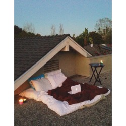 c0llectable:  perksofbeinganamber:  plus-size-barbiee:  neonislands:  this is where i hangout  If a guy set this up as a date, with wine and some good television or movies, sleeping under the stars… Chances are I’d marry him  **fuck him  and then