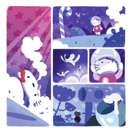 karlkerschl:  I contributed a 3-page story to the Hello Kitty 40th Anniversary anthology! Unfortunately, they rejected the third page of it because ‘Sanrio doesn’t want Hello Kitty associated with an actual cat in any way.’ So anyway, they just
