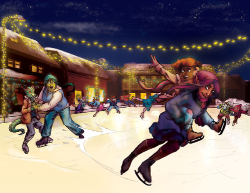 femme-fatigue: [Image description: Several characters from The Adventure Zone: Balance skating on an