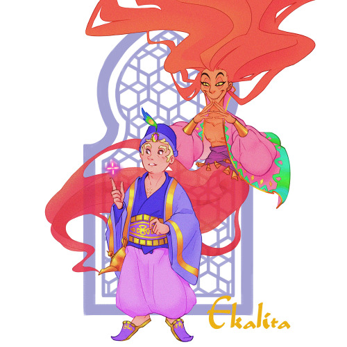 Meet Aziraphael &amp; Crowley as Master &amp; Djinn! Can you feel some Jafar vibes? :D  “Oh I come f