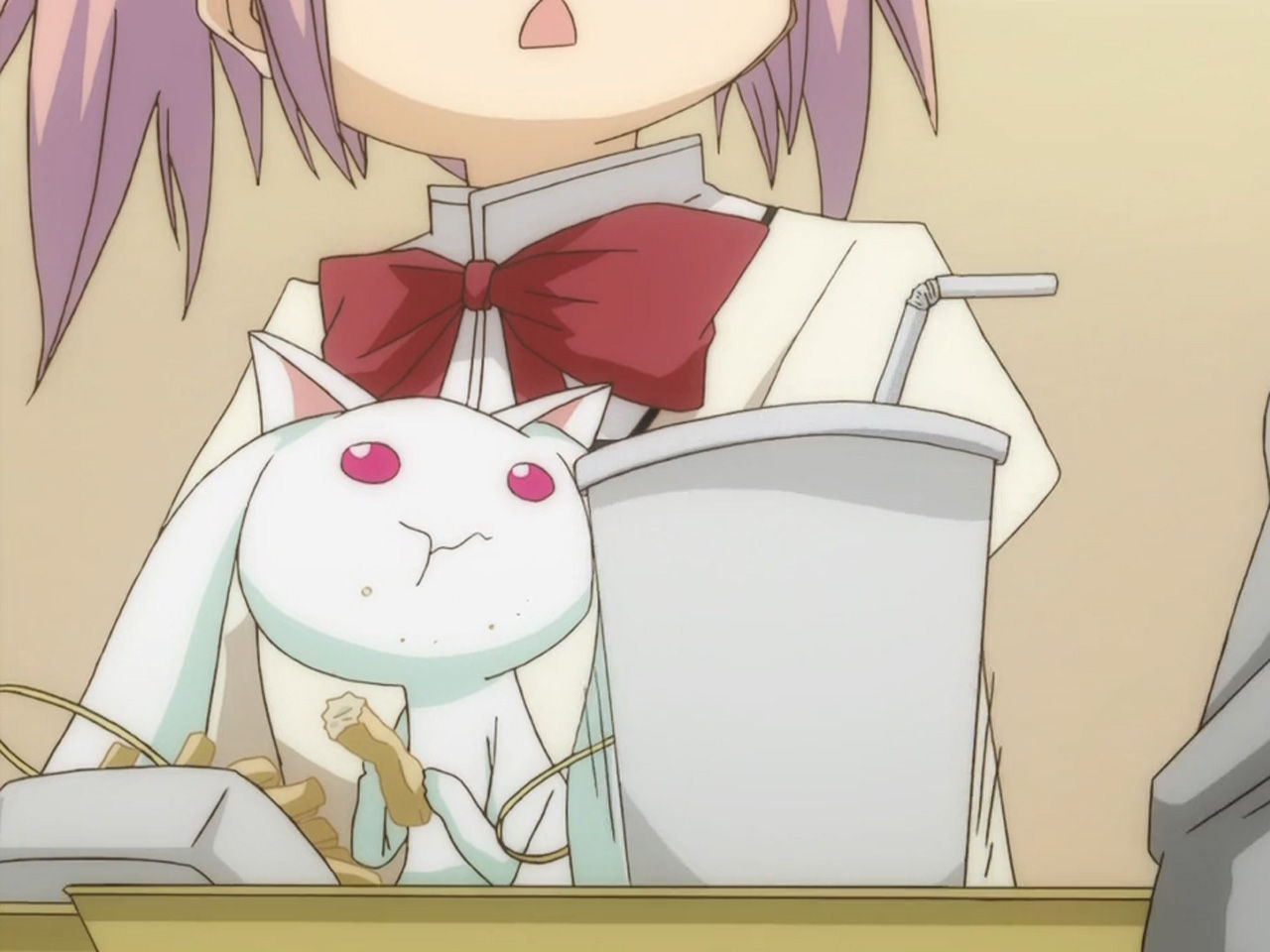 thekusabi:  the little asshole even eats their french fries, is there no end to his