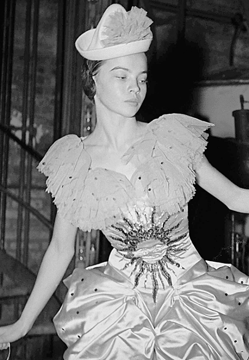 Leslie Caron in a costume by Christian Dior for the ballet Treize danses, 1947