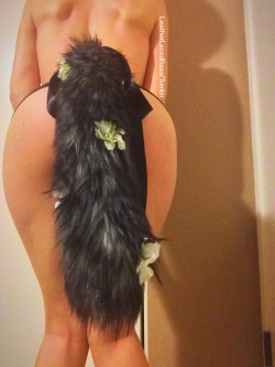leatherlacedbass:  My lovely flower wolf tail from @kitten5fox made by @littleqsoddities Etsy shop and it’s pawsitively perfect! 🐾🌸🌸🐾  Please do not remove caption you’ll be blocked