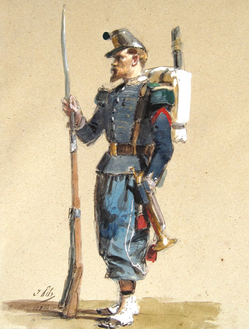blastedheath:  Isidore Pils (French, 1813-1875), A Rifleman, 1866. Watercolour