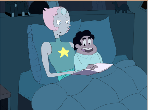 roquereptil:  progress for story time this a birthday present for @pearl-likes-pi the line art i made it on 5/20/16, but right after that the finals weeks started so… yeah just now i had the chance to actually work on it!  i love how pearl ended, steven