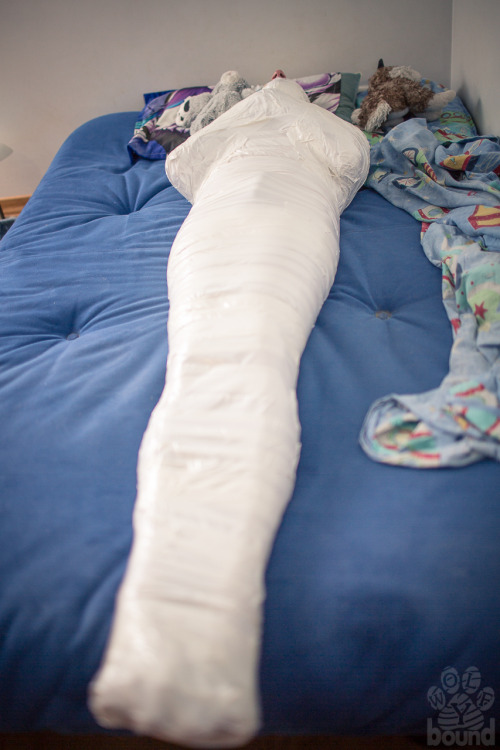 wolfybound:  My very first white duct tape mummification :3 loved it very very much 