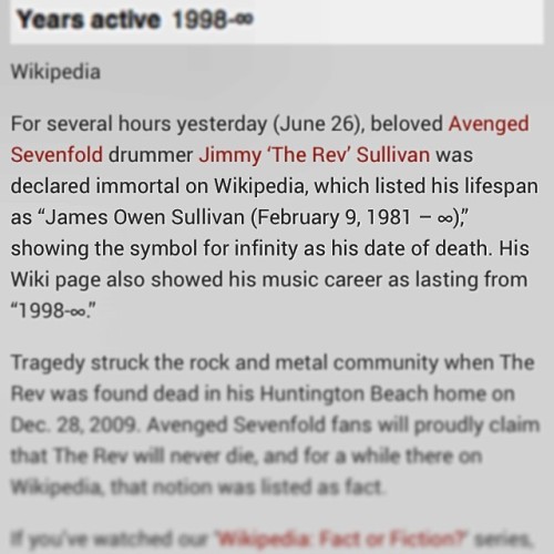 #therev was declared #immortal #avengedsevenfold #a7x #jimmysullivan #jimmytherevsullivan #jamesowen