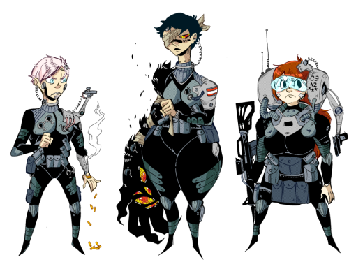 getdestroyed-staydestroyed:  It had been a good while since I had drawn something finished for my big ol’ Post-cyberpunk genre story known as “LIVE GEAR”.  Since the main cast are in the military and members of a spec ops unit, I wanted