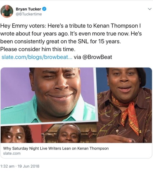 snl-stage:Kenan better get nominated this year! #EmmyforKenan