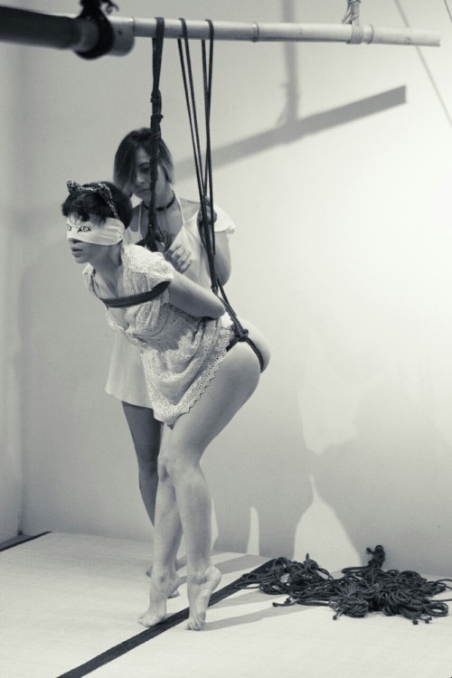 misungui:  Performance “Triangle de Cordes”  @ La Place des Cordes  (part 2) Rigger : Gorgone  Model : Misungui  Cello : Qlay  Photo : Tako Octo Brachia 