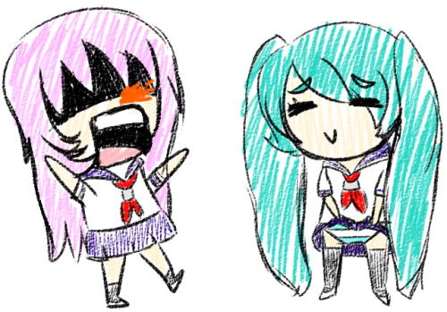 onehugepartyplace:  lol miku u just always try and fluster luka dont u
