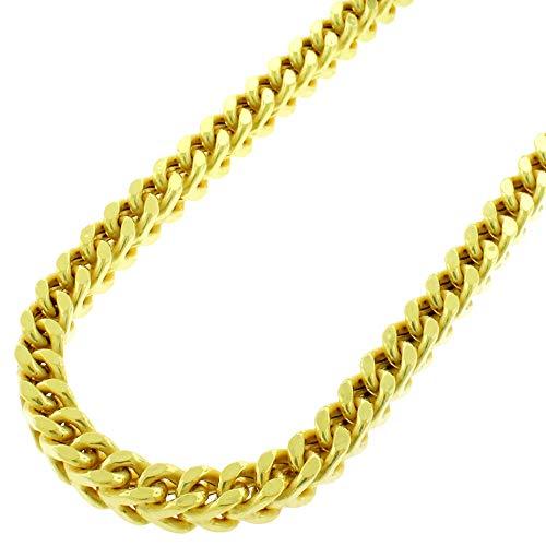925 Italian Sterling Silver 4.5mm Hollow Franco Chain, FREE Microfiber Cloth, Yellow Gold Plated Squ