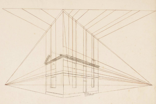 William Turner, Tracing of a Perspective Construction of a House, 1810. For complex lecture diagrams