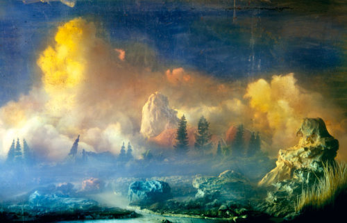 paimona: “Kim Keever shoots large-scale photographs of incredibly detailed landscapes in a 200-gallon tank of water. The tank is filled with water or dry ice and lit with gel-covered lights to transform the strange world into a hazy, fantastical world.”