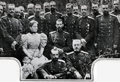 romanovsonelastdance: Elizaveta Feodorovna and Sergei Alexandrovich among officers. 