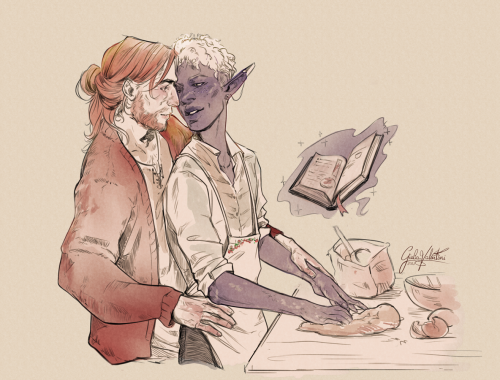 kurosmind:Kip wanted some baking fluff uwu (Essek is learning. Caleb doesn’t really help) 