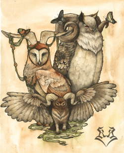 zu-draws: by Zuzanna KrólikGoatowls (colour version) {tumblr | Society6 | deviantart} 