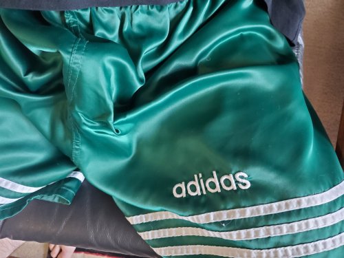 ‘90s vintage satin Adidas Argentina shorts! These might get wet and sticky today&hellip;