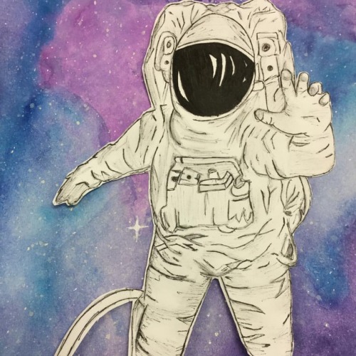 ~let your worries float away in space~ #space #art #newartist #watercolor #astronaut #artist #plzfo