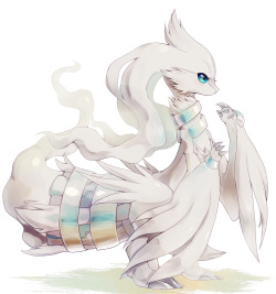 kaziearts:  Day 3 ( Dragon Type ) - Reshiram I didn’t care about legendary pokemon until I saw Reshiram. I just love fluffy dragons~ 