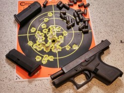 gunrunnerhell:  mgnphoto:  Finally back to the range after a couple months. A little rusty, but I wouldn’t want to stand in front of me. :) LOL  Everytime we get a Glock 42 in stock at the shop it ends up selling in a couple of days. I have to get one