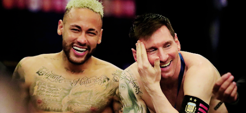 Messi and Neymar, chatting and laughing after the Copa América final 2021